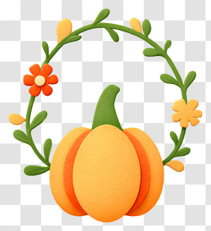 Thanksgiving Gourd Frame - Pumpkin With Floral Wreath Transparent PNG