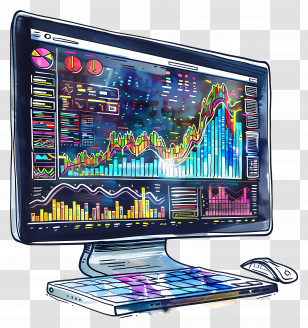 Rypto Analytics - Computer Monitor With Data Charts Transparent PNG