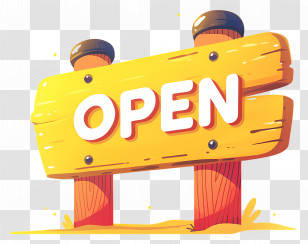 Open Sign - Yellow Wooden Open Sign Transparent PNG