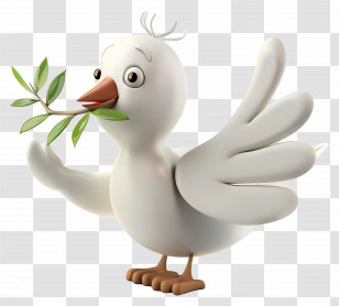 3d Bird - White Dove With Olive Branch Transparent PNG
