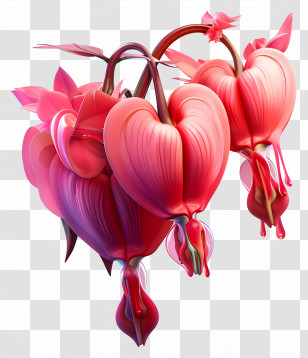3d Flower - Heart-Shaped Red Flowers With Delicate Details Transparent PNG