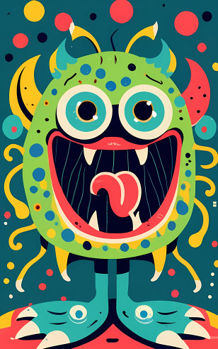Cartoon Monster - Colorful Monster With Big Eyes Transparent PNG