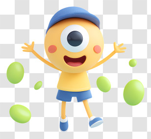 Cartoon Single Eye Figure - Happy One-Eyed Cartoon Transparent PNG