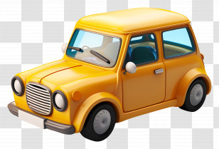 3d Car - Yellow Cartoon Mini Car Transparent PNG