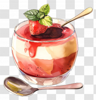 Pudding - Strawberry Dessert Transparent PNG