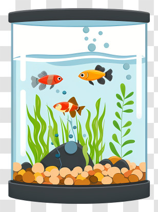 Fish Tank - Cartoon Fish Tank With Playful Fishes And Plants Transparent PNG