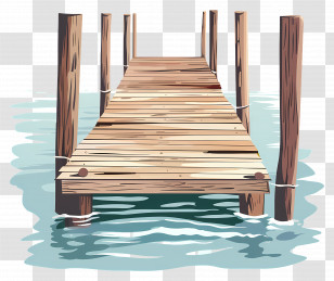 Wooden Pier - Illustration Of A Wooden Pier On Water Transparent PNG