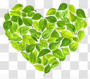 Tea Leaves - Heart Shape Made Of Green Leaves Transparent PNG