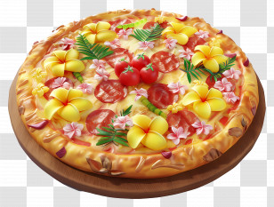 Hawaiian Pizza - Decorative Pizza With Flowers Transparent PNG