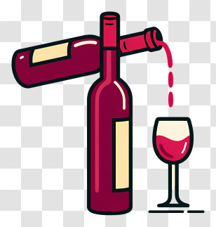 Wine Bottle Pouring - Wine Bottle Pouring Into Glass Transparent PNG
