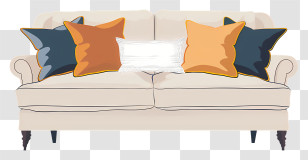 Sofa - Comfortable Sofa With Cushions Transparent PNG