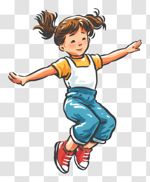 Girl Jumping On Trampoline - Joyful Girl Jumping Transparent PNG