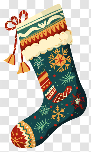 Christmas Stocking - Festive Christmas Stocking With Patterns Transparent PNG
