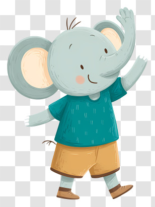 Cute Cartoon Elephant - Cute Elephant In Blue Shirt Transparent PNG