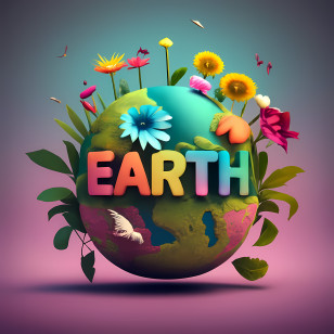 Earth Day - Earth Day Illustration With Flowers Transparent PNG