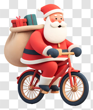 Santa Claus Riding Bike - Santa Claus Riding A Bicycle With Gifts Transparent PNG