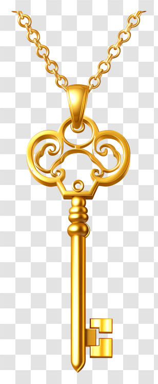 Key Necklace - Ornate Golden Key Necklace Transparent PNG