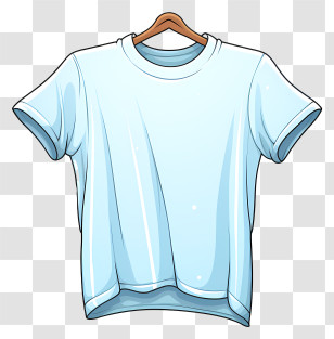 Flat Style T Shirt On Cloth Hanger - Light Blue T-Shirt On Hanger Transparent PNG