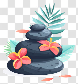 Spa Stones - Tropical Spa Stones With Hibiscus Flowers Transparent PNG