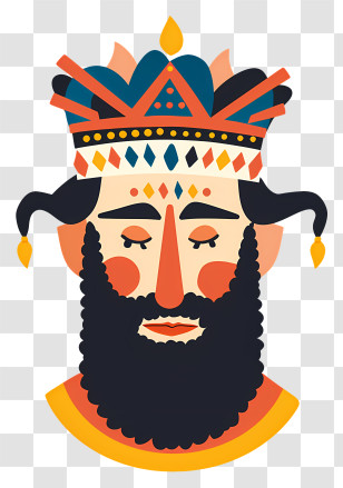 Purim - Cartoon King With Ornate Crown Transparent PNG