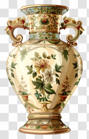 Antique Vase - Antique Decorative Vase With Floral Design Transparent PNG