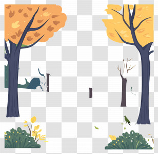 Forest Landscape - Autumn Trees With Falling Leaves Transparent PNG