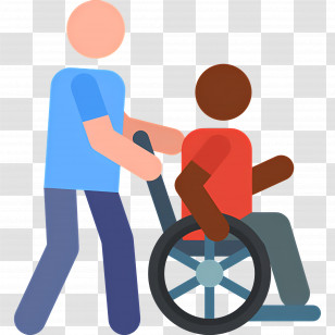 Disabilities - Icon Of Person Pushing A Wheelchair For Accessibility Support Transparent PNG