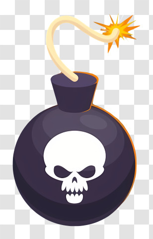 Timer Bomb - Black Bomb With Skull And Lit Fuse Transparent PNG