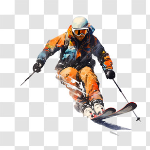 Ski Day - Skier In Colorful Outfit On Snow Adventure Transparent PNG