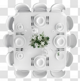 White Dining Table Top View - Elegant Table Setting For Dining Transparent PNG