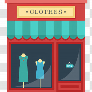 Clothes Shopping - Clothing Storefront Illustration With Window Display Transparent PNG