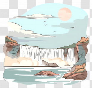 Niagara Falls - Scenic Waterfall With River And Sunny Sky Transparent PNG