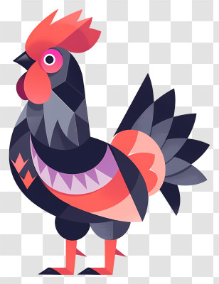 Rooster - Colorful Geometric Rooster Illustration Transparent PNG