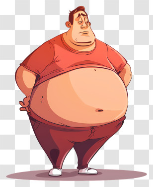 World Obesity Day - Overweight Cartoon Man Transparent PNG