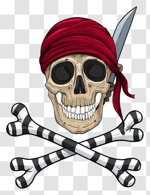 Pirate Skull And Crossbones - Pirate Skull With Red Bandana And Crossbones Transparent PNG