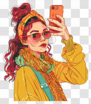 Woman Taking Selfie - Person Taking A Selfie Transparent PNG