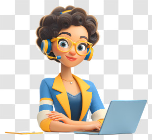Woman Receptionist - Friendly Female Support Agent At Laptop Transparent PNG