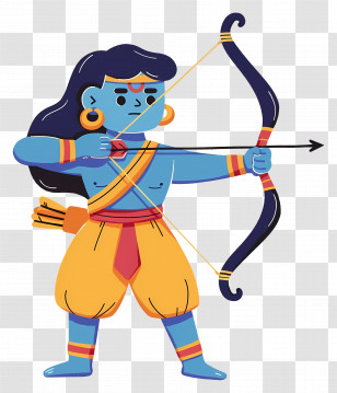 Lord Rama - Cartoon Archer Shooting An Arrow Transparent PNG