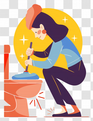 Woman Cleaning Toilet - Woman Cleaning Toilet With Brush Transparent PNG