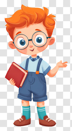 Schoolboy Ready For School - Orange-haired Schoolboy With Book Transparent PNG