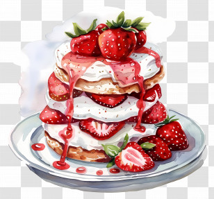 Strawberry Shortcake - Layered Strawberry Cake With Cream Transparent PNG