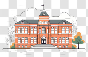 Red Brick Building - Brick University Building Illustration Transparent PNG