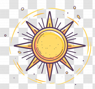 Sun Logo - Bright Cartoon Sun With Radiating Rays Transparent PNG