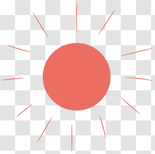 Black Background - Minimalist Red Sun Icon Design Transparent PNG