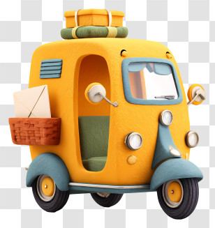 Delivery - Yellow Cartoon Car With Luggage Transparent PNG