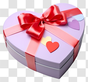 Pink Heart Shaped Box - Heart-Shaped Gift Box With Red Ribbon Wrapped Transparent PNG