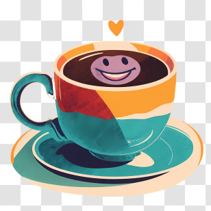 Cartoon Coffee Cup - Smiling Cartoon Coffee Cup Illustration Transparent PNG