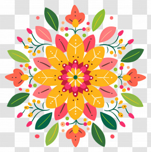 Indian Pongal Festival - Colorful Flower Mandala Illustration Transparent PNG