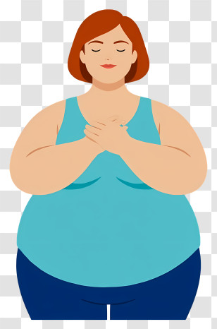 Overweight Woman - Woman In Blue Tank Top Transparent PNG