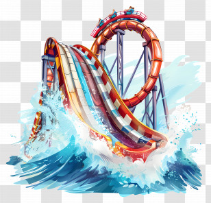 Water Ride - Water Slide With Splash At Amusement Park Transparent PNG